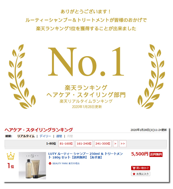 LUTY　ルーティー　シャンプー・トリートメントランキング1位